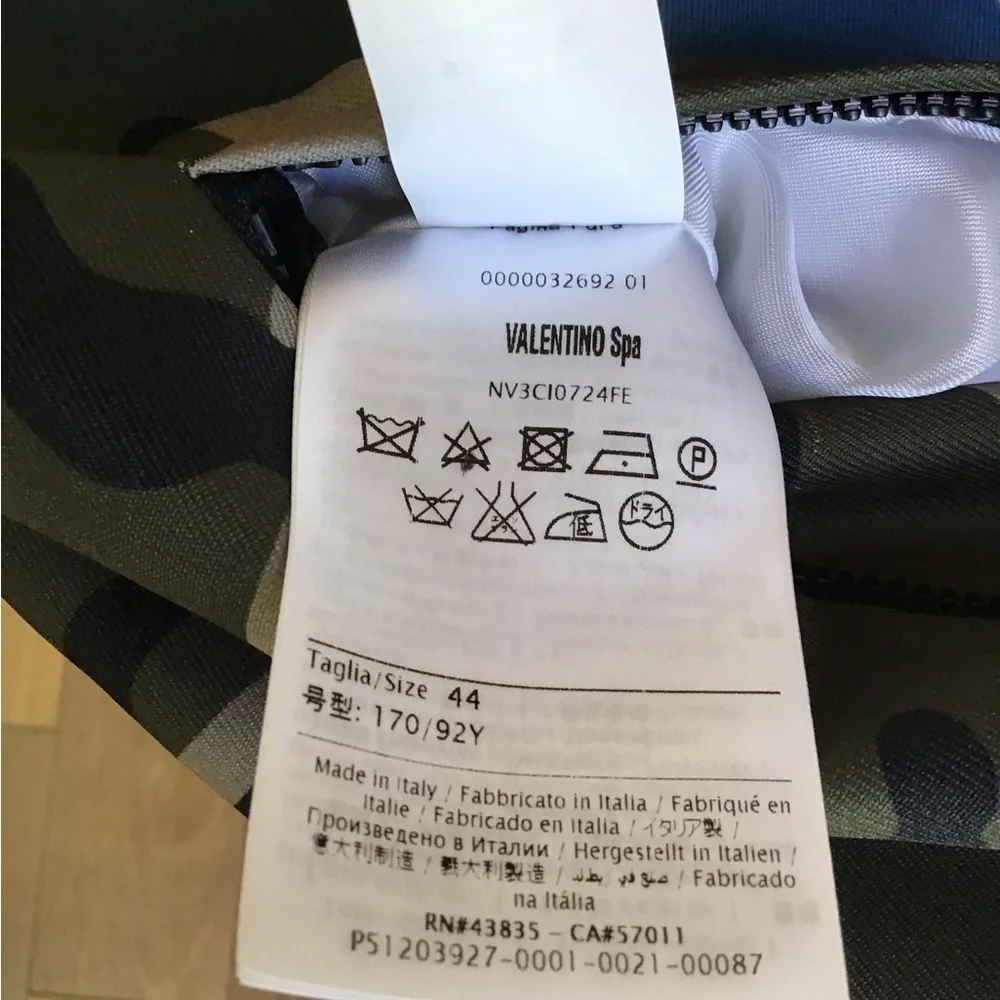 Valentino NWT Camo Jacket with Blue‎ Contrast Detailing Full Zip Army